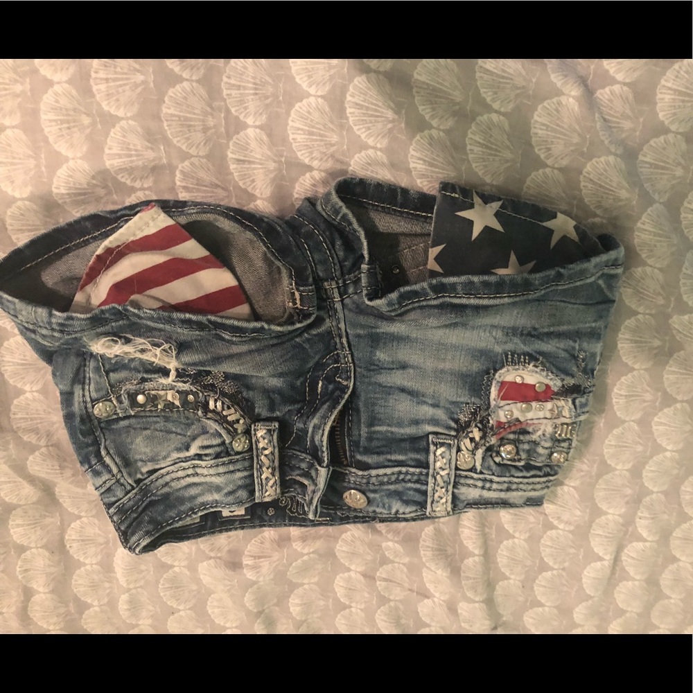 Miss me jean ripped American flag shorts kids